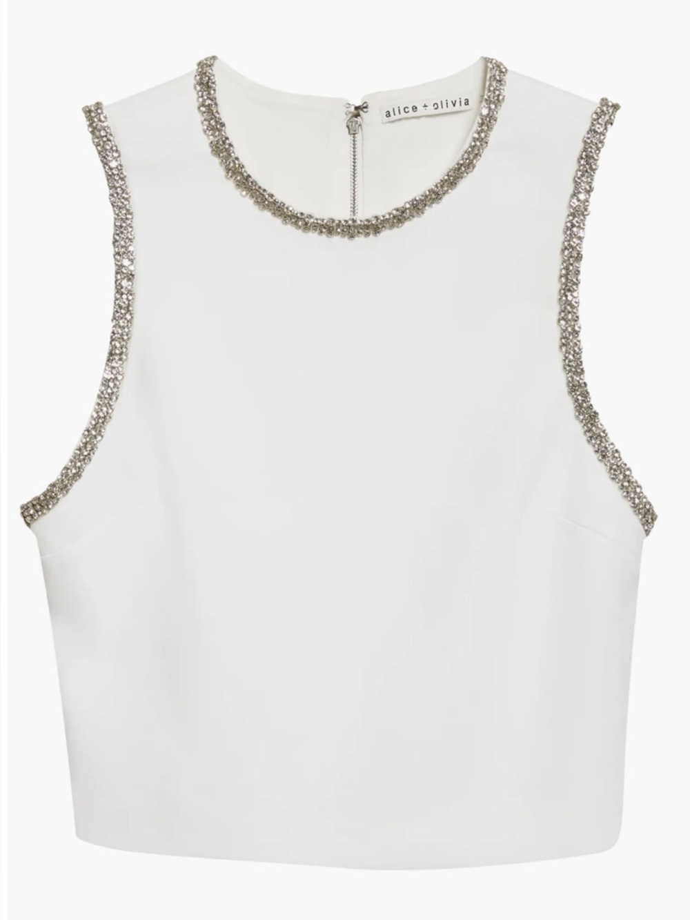 ALICE & OLIVIA Amal Embellished Sleeveless Crop Top Sz XL NWT $440